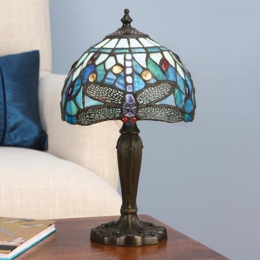 Dragonfly Blue Small Table Lamp - Interiors 1900 Tiffany Light