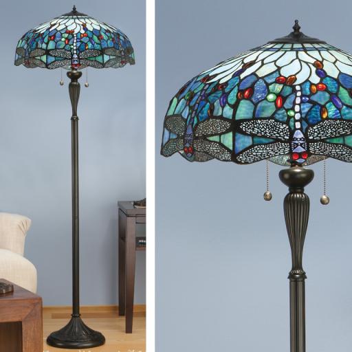 Dragonfly Blue Floor Lamp - Interiors 1900 Tiffany Light