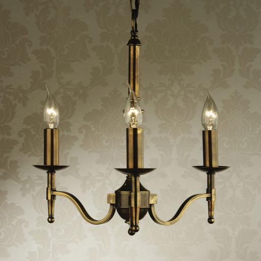 Stanford Brass 3 Light Chandelier - New Classics Interiors 1900 Lighting