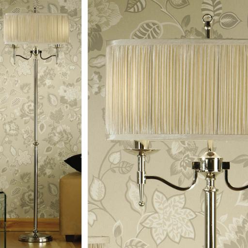 Stanford Nickel Floor Lamp Beige Shade - New Classics Interiors 1900 Lighting