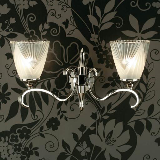 Columbia Nickel Double Wall Light Deco Art Glass Shades - New Classics Interiors 1900 Lighting