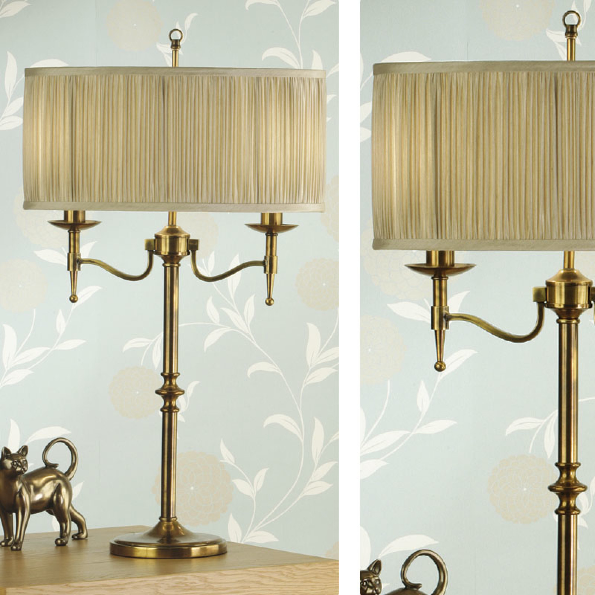 Stanford Brass Table Lamp Beige Shades New Classics Interiors 1900