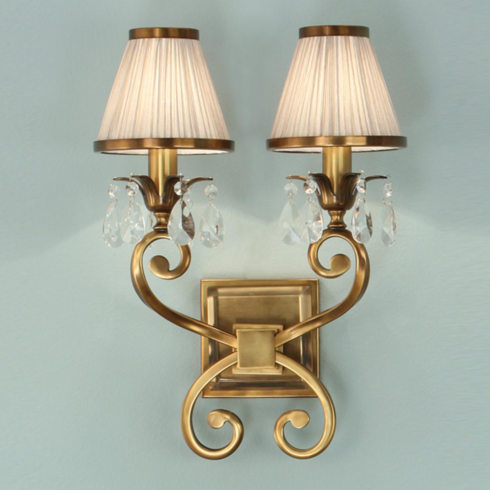 Oksana Brass Double Wall Light with Shades - New Classics Interiors 1900