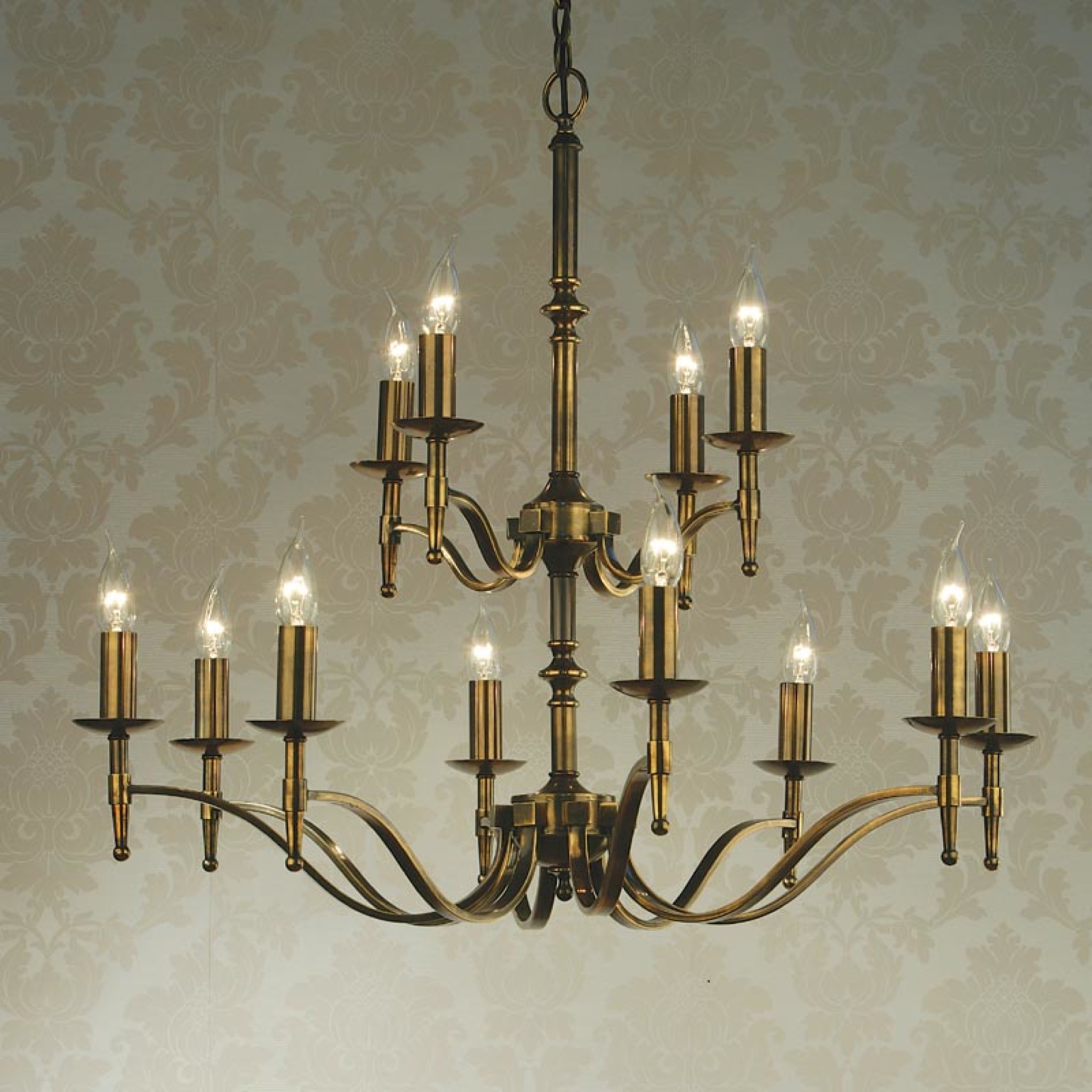 Stanford Brass 12 Light Chandelier New Classics Interiors 1900 Lighting