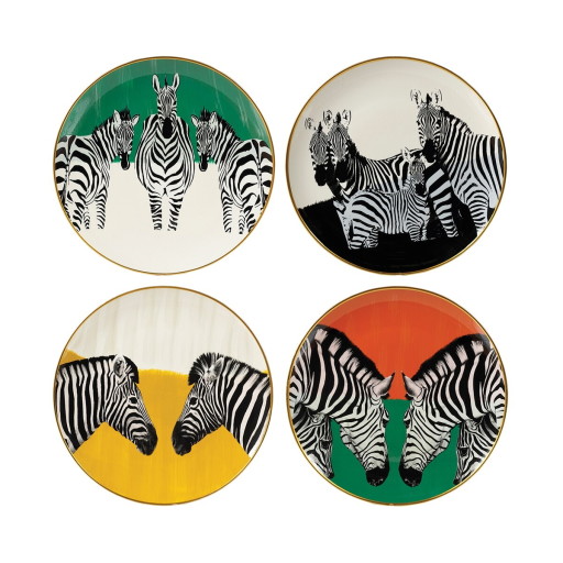 Zebra Plates Set / 4 (MY078) - Mindy Brownes