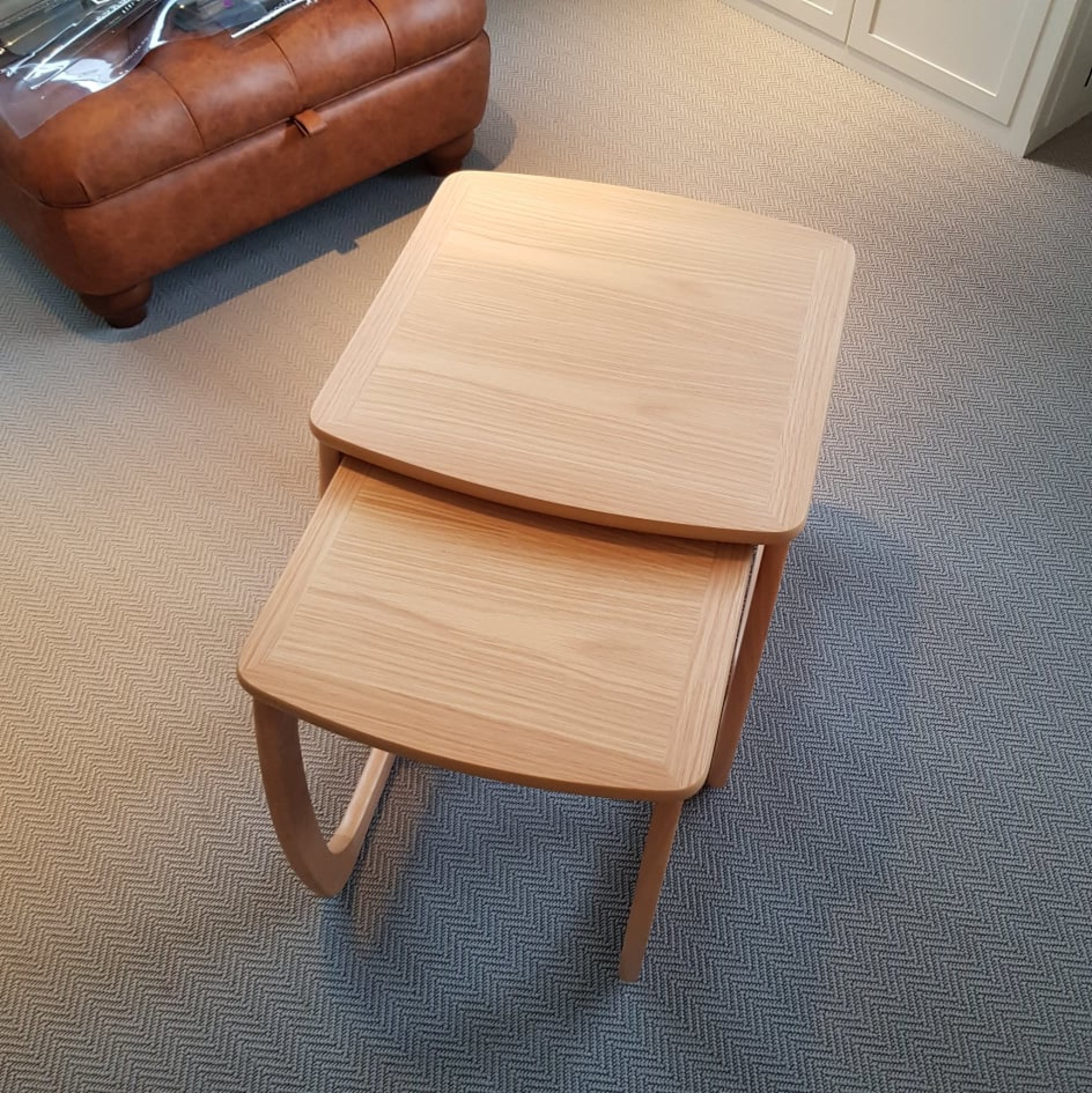 5635 Burlington Nest of 2 Tables Nathan Furniture Shades Oak Occasions Oak