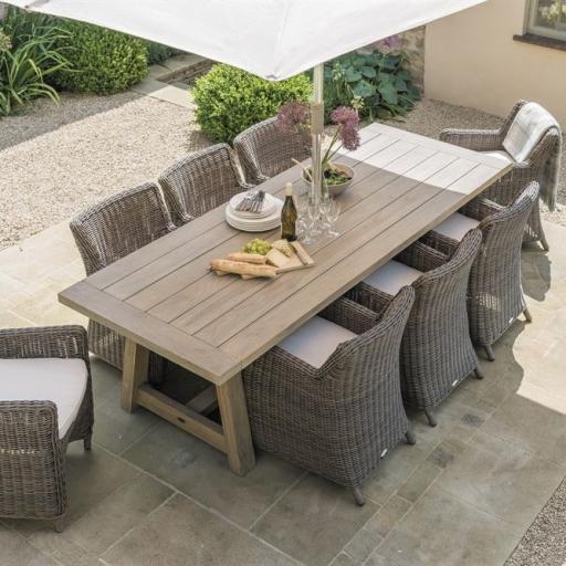 Stanway Teak 8 Seater Set with Parasol - Neptune Furniture Clearance