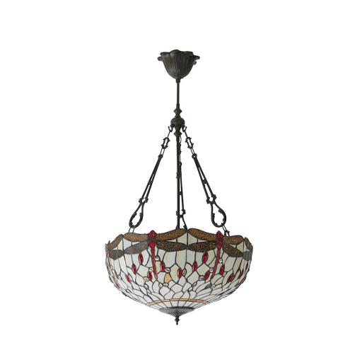 Dragonfly Beige Large Inverted Pendant - Interiors 1900 Tiffany Light
