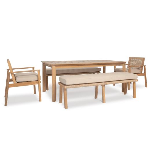Kew Dining Set, table, 2 benches & 2 armchairs - Neptune Furniture
