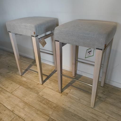 Pair of Shoreditch Bar Stools in Chloe Trellis - Neptune Clearance