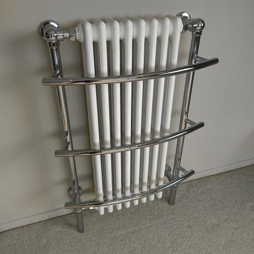 Traditional Victorian Curved Towel Rail Heated Column Chrome Radiator 1000 x 635 mm